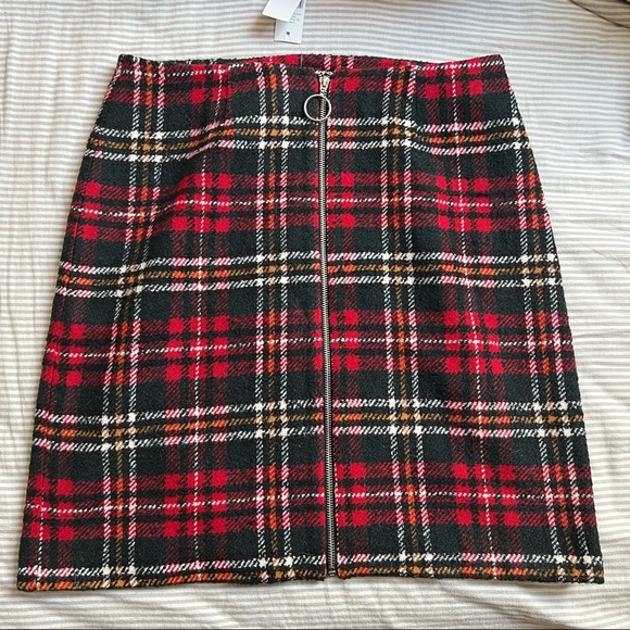 Long Tall Sally Zip-Front Tartan Plaid Skirt Size US 10 Tall - Picture 1 of 3